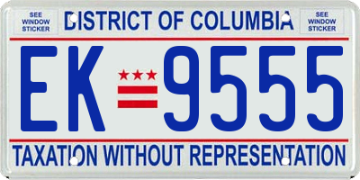 DC license plate EK9555