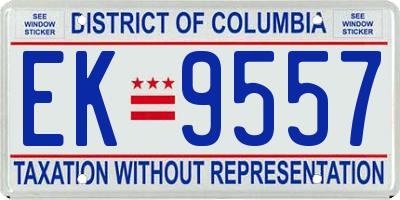 DC license plate EK9557