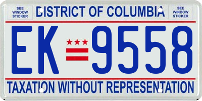 DC license plate EK9558