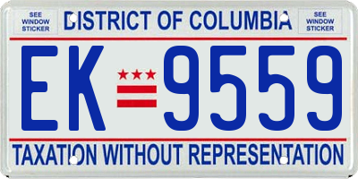 DC license plate EK9559