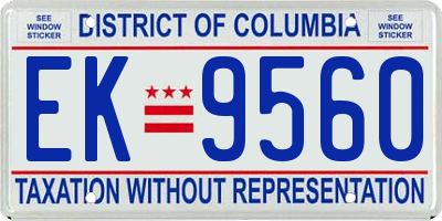 DC license plate EK9560