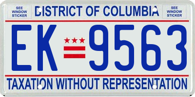 DC license plate EK9563