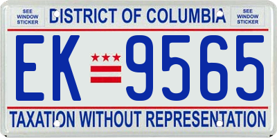 DC license plate EK9565