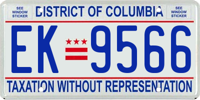 DC license plate EK9566