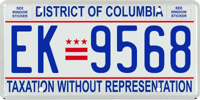 DC license plate EK9568