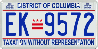 DC license plate EK9572