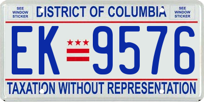 DC license plate EK9576