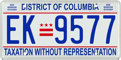 DC license plate EK9577