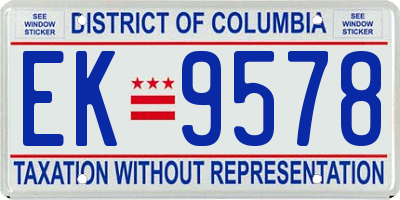 DC license plate EK9578