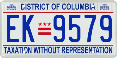 DC license plate EK9579