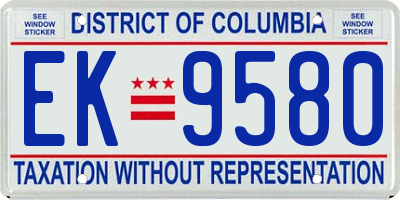 DC license plate EK9580