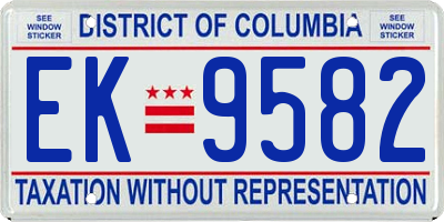 DC license plate EK9582