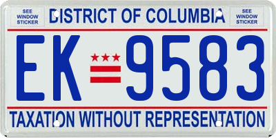 DC license plate EK9583