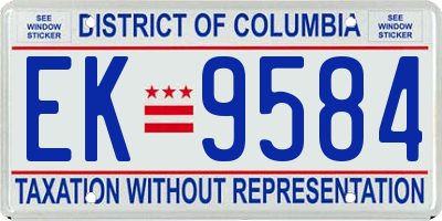 DC license plate EK9584