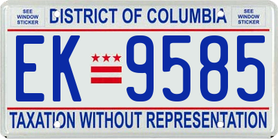 DC license plate EK9585