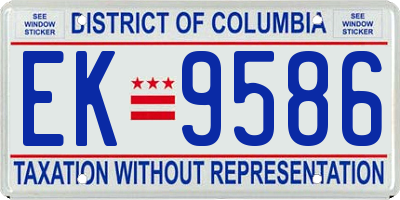 DC license plate EK9586