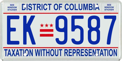 DC license plate EK9587