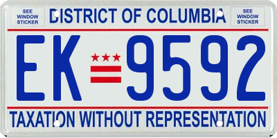 DC license plate EK9592