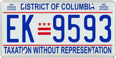 DC license plate EK9593