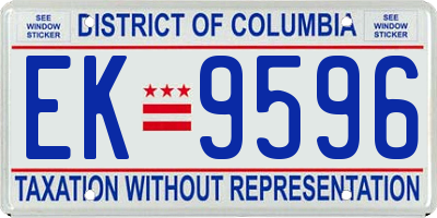 DC license plate EK9596