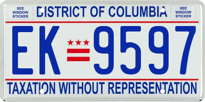 DC license plate EK9597