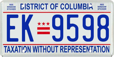 DC license plate EK9598