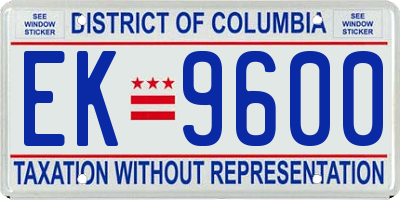 DC license plate EK9600