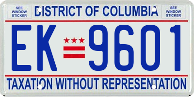 DC license plate EK9601