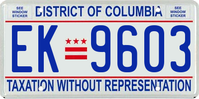 DC license plate EK9603