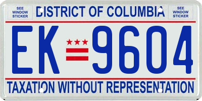 DC license plate EK9604