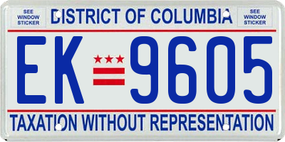 DC license plate EK9605