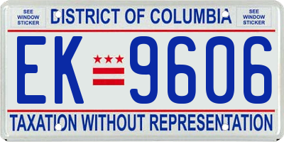 DC license plate EK9606