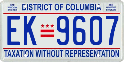 DC license plate EK9607