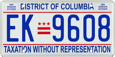 DC license plate EK9608