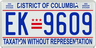 DC license plate EK9609