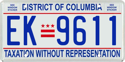 DC license plate EK9611