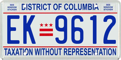 DC license plate EK9612