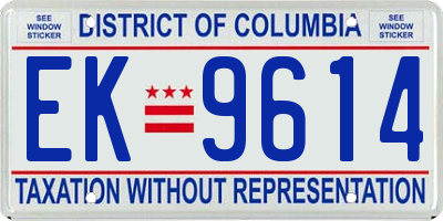 DC license plate EK9614