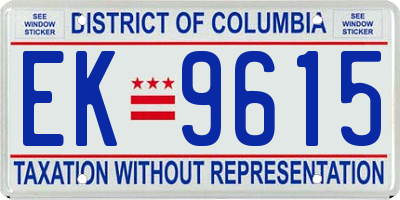 DC license plate EK9615