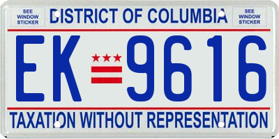 DC license plate EK9616