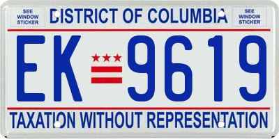 DC license plate EK9619