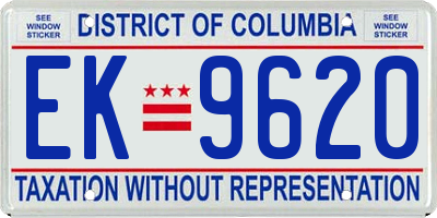 DC license plate EK9620