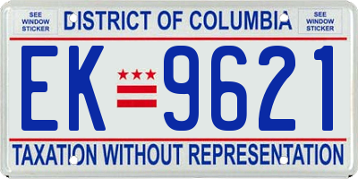 DC license plate EK9621