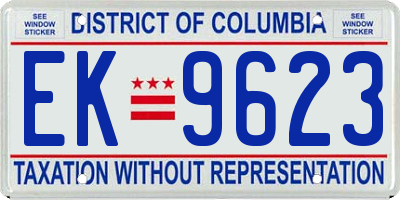 DC license plate EK9623