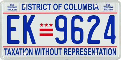 DC license plate EK9624