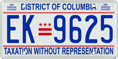 DC license plate EK9625