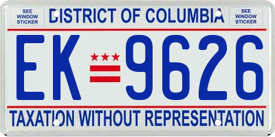 DC license plate EK9626