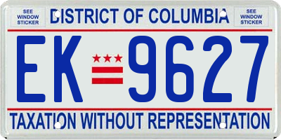 DC license plate EK9627