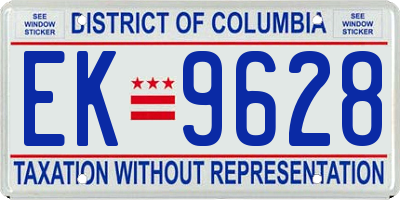 DC license plate EK9628