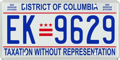 DC license plate EK9629